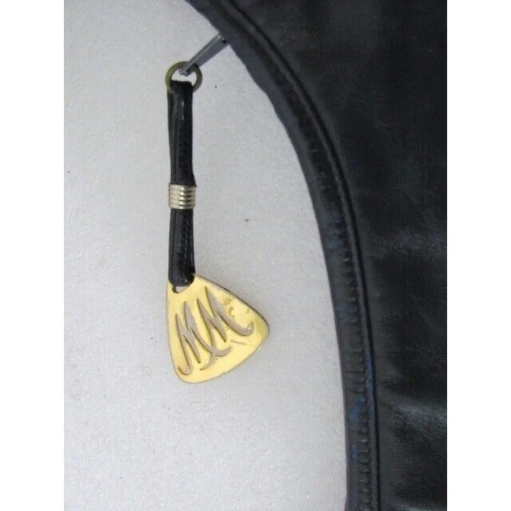 Morris Moskowitz Blue Leather Shoulder Strap Bag Zip Half Moon Shape Flat Vintag